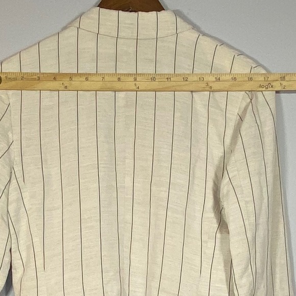 Liz Claiborne Striped Linen Blazer Women's Sz 4P Cream Single Breasted - Picture 7 of 10